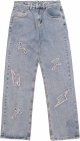Men's Jeans Crossbody Patch Jeans Men's Loose Jeans Distressed Men's Jeans